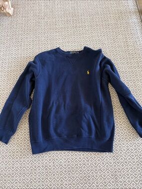 Polo by Ralph Lauren Navy Crewneck Sweater with Yellow Pony